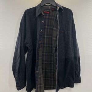 Wolverine Flannel Lined Canvas Shirt Mens Large Utility Workwear LS Black EUC